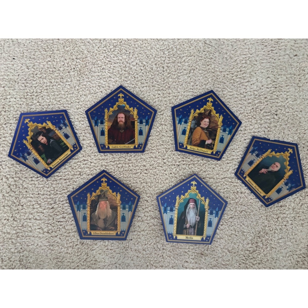 Harry Potter Chocolate Frog Wizard Cards 6pc Set Founders Dumbledore Merlin 3D